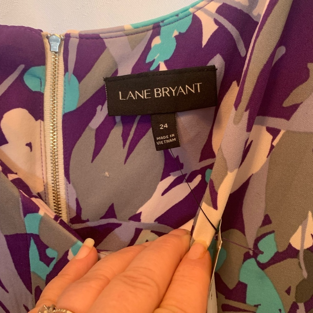 New Lane Bryant Woman’s Purple Multi-Colored Floral Dress Fit&Flare Size24 - Picture 3 of 10